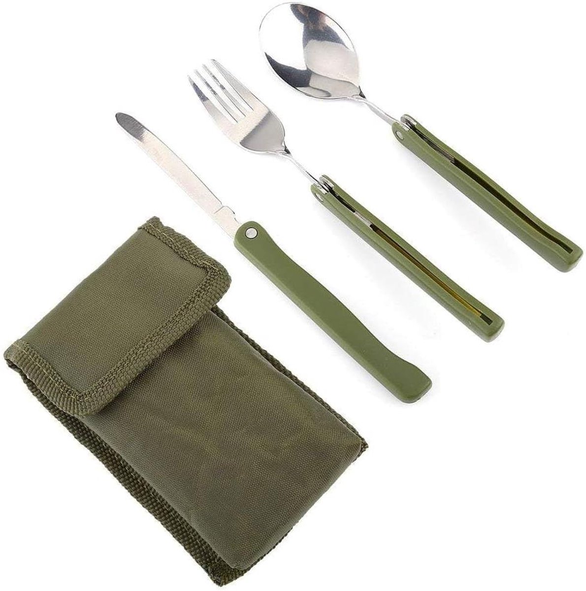Cosensi - Campingbestek met Etui, 3-in-1 Eetbestek, Roestvrij Staal, Ultralicht - Ideaal voor Camping, Picknick en Reizen