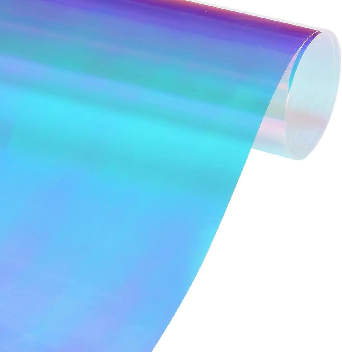 Cosensi - Raamfolie voor Thuis - Blauw, Regenboog-Effect - Iriserend Vinyl - Kleurrijke Spiegelfolie - Glasdecoratie - 50 x 300 cm