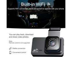 Dashcam Auto 1296P dashcamera, voor full HD dashcamera, auto, met 32G SD-kaart, 3,0 inch IPS-scherm, dual camera met wifi, GPS, 480p achter, loopopname, 140° groothoek, app-bediening, achteruitrijhulp,