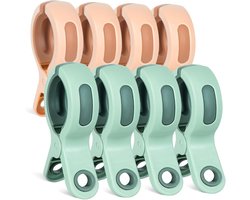 8 Stuks - Wasknijpers - Knijpers - Plastic Quiltclips - Strandhanddoekclips - Droogrek knijpers - Wasrek knijpers - Binnen en buiten - Wasknijpers soft grip - Multicolor