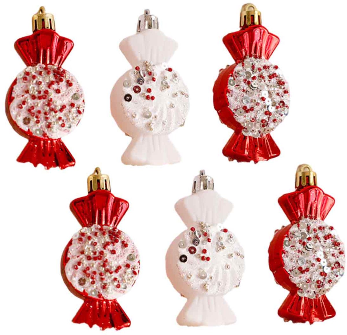 Mmgoqqt 3 Stuk - Kersthuisornament - Rood-wit Suikergoodsornament - Kerstornament - Rood-wit - Kerstdecoratie Voor Feestelijke Omgevingen