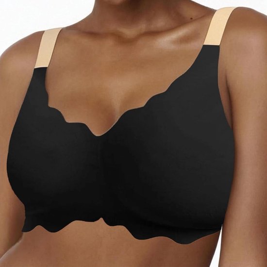 Naadloze beha voor dames, zonder beugel, push-up beha - grote borsten sterke ondersteuning V-hals beugelloze beha naadloze comfortabele slaap beha Naadloze beha voor dames, zonder beugel, push-up beha - grote borsten sterke ondersteuning V-hals beugelloze beha naadloze comfortabele slaap beha