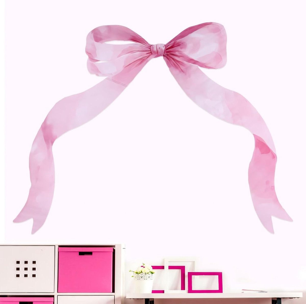 EGoods - Grote Roze Strik Muursticker 66x83,7cm Waterdicht Verwijderbaar en Plakbaar - Muurdecoratie voor Slaapkamer - Familie Thema