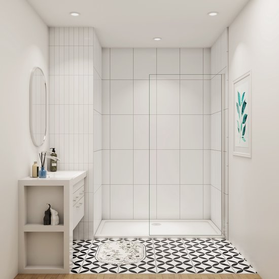 Aica Paroi de douche moderne 70x200 cm - Verre trempé sûr 8 mm NANO Easyclean - Tige de stabilisation rotative de 45 cm - Facile à installer - Profil en chrome brillant