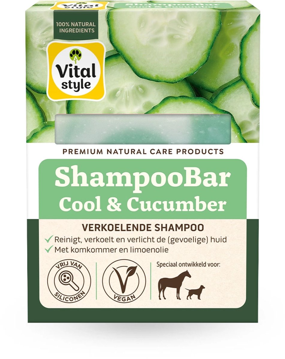 VITALstyle ShampooBar Cool & Cucumber - Hondenshampoo - Paardenshampoo - Verkoelend, Voor Een Frisse Reiniging - Voor De Gevoelige Huid - Met o.a. Komkommer & Aloë Vera