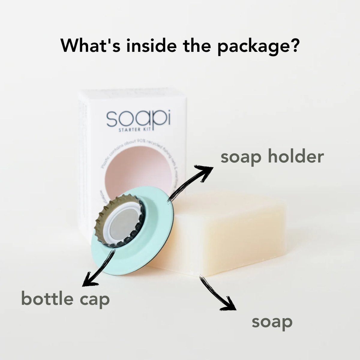 Soapi - Zeephouder met zeep compleet - Duurzaam wassen - Peach