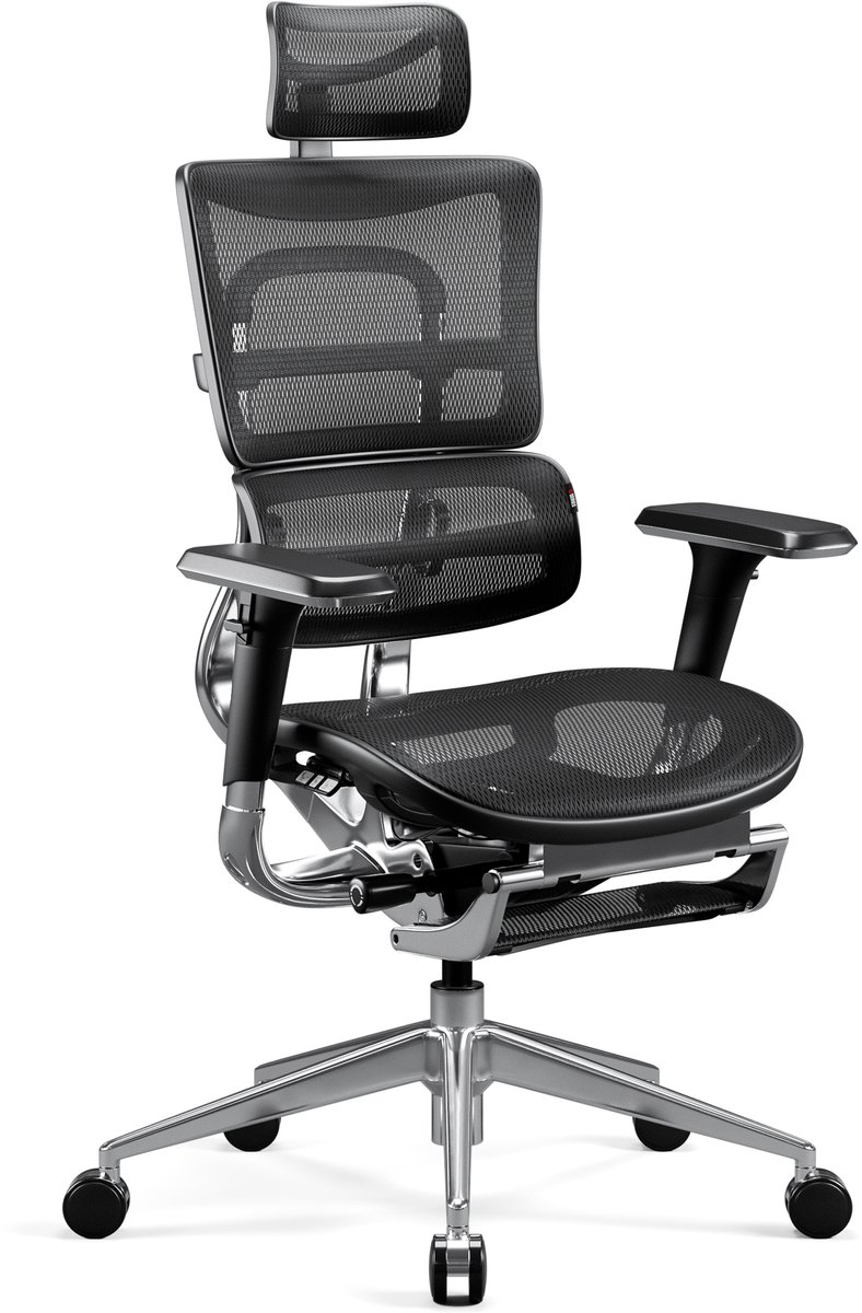 DIABLO CHAIRS - Bureaustoel V-MASTER - Ergonomische bureaustoel verstelbaar - Zwart
