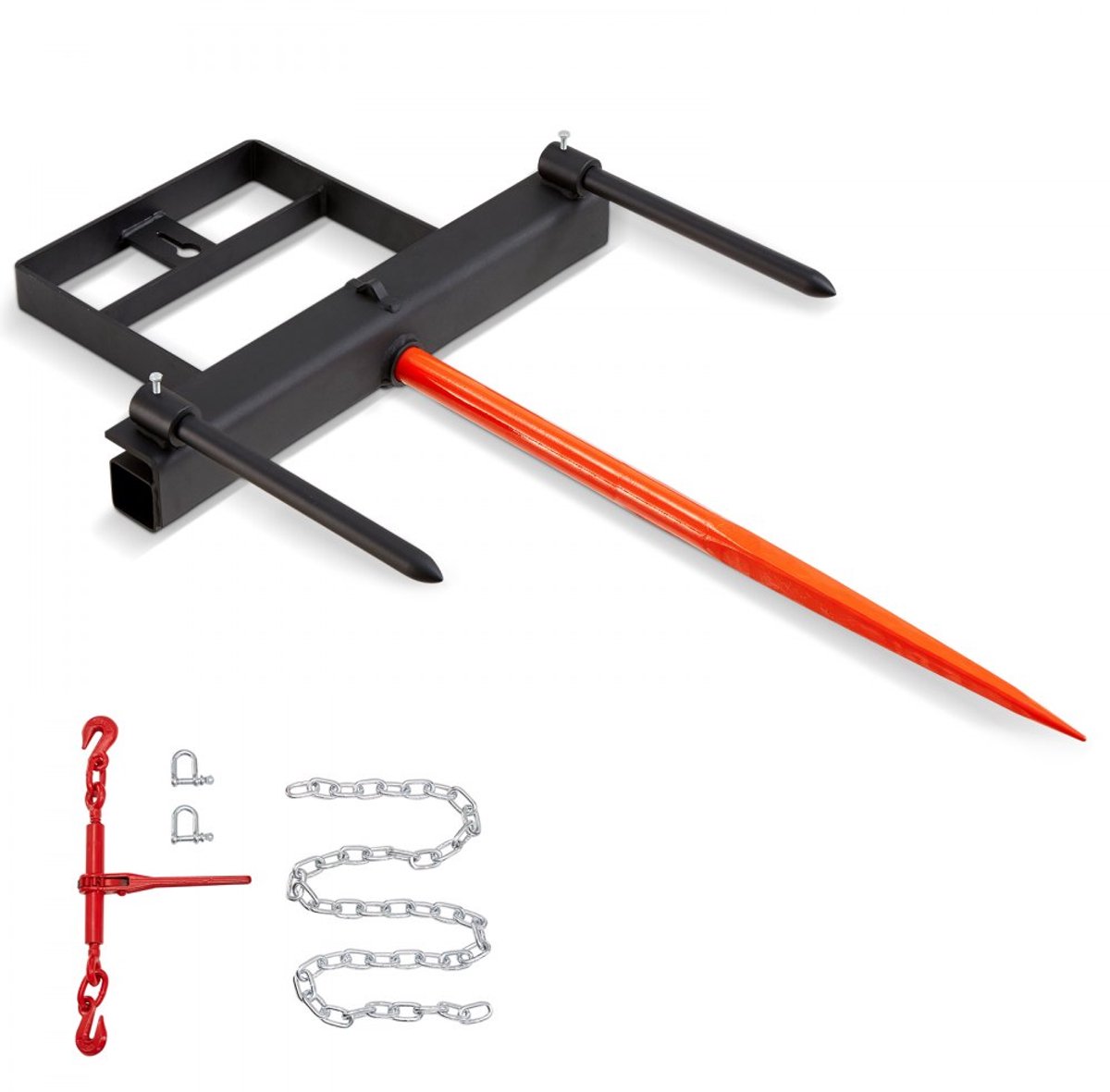 Balenprikker (Balenspeer) - Balenvork - Draagvermogen 725 kg - Hoofdpiek 100 cm - Twee Stabilisatiepennen 44 cm - Compatibel Met Frontlader, Skid Steer En Tractor