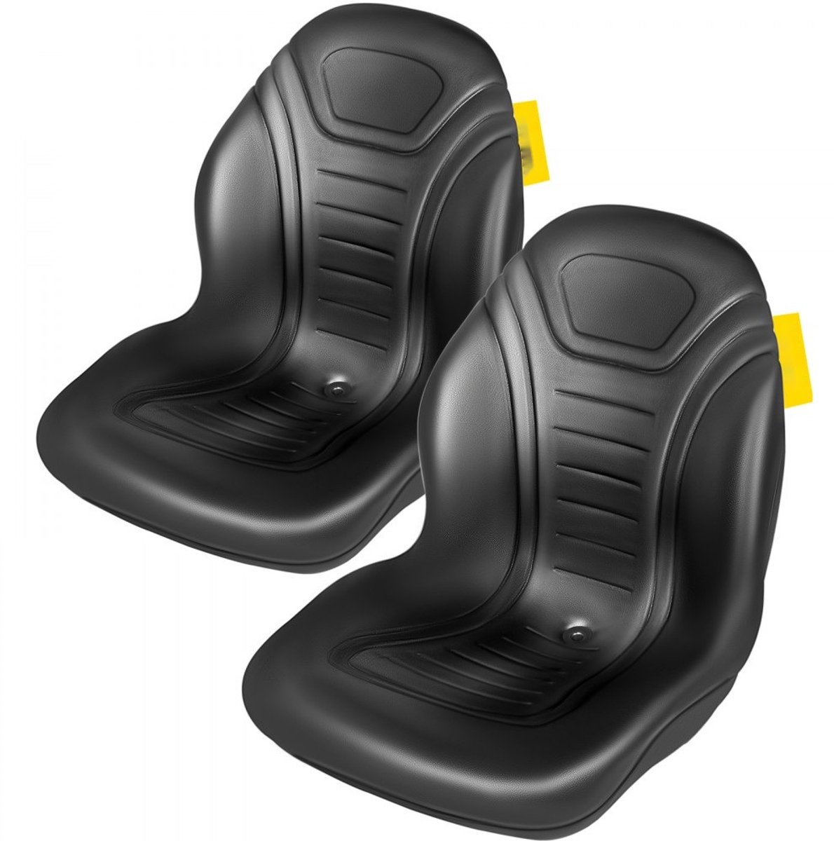Heftruckstoel / Tractorstoel - Universele Machinestoel - Set van 2 - Hoge Rugleuning - Afvoergaten - Comfortabele Zitting - Vinyl Bekleding - Zwart