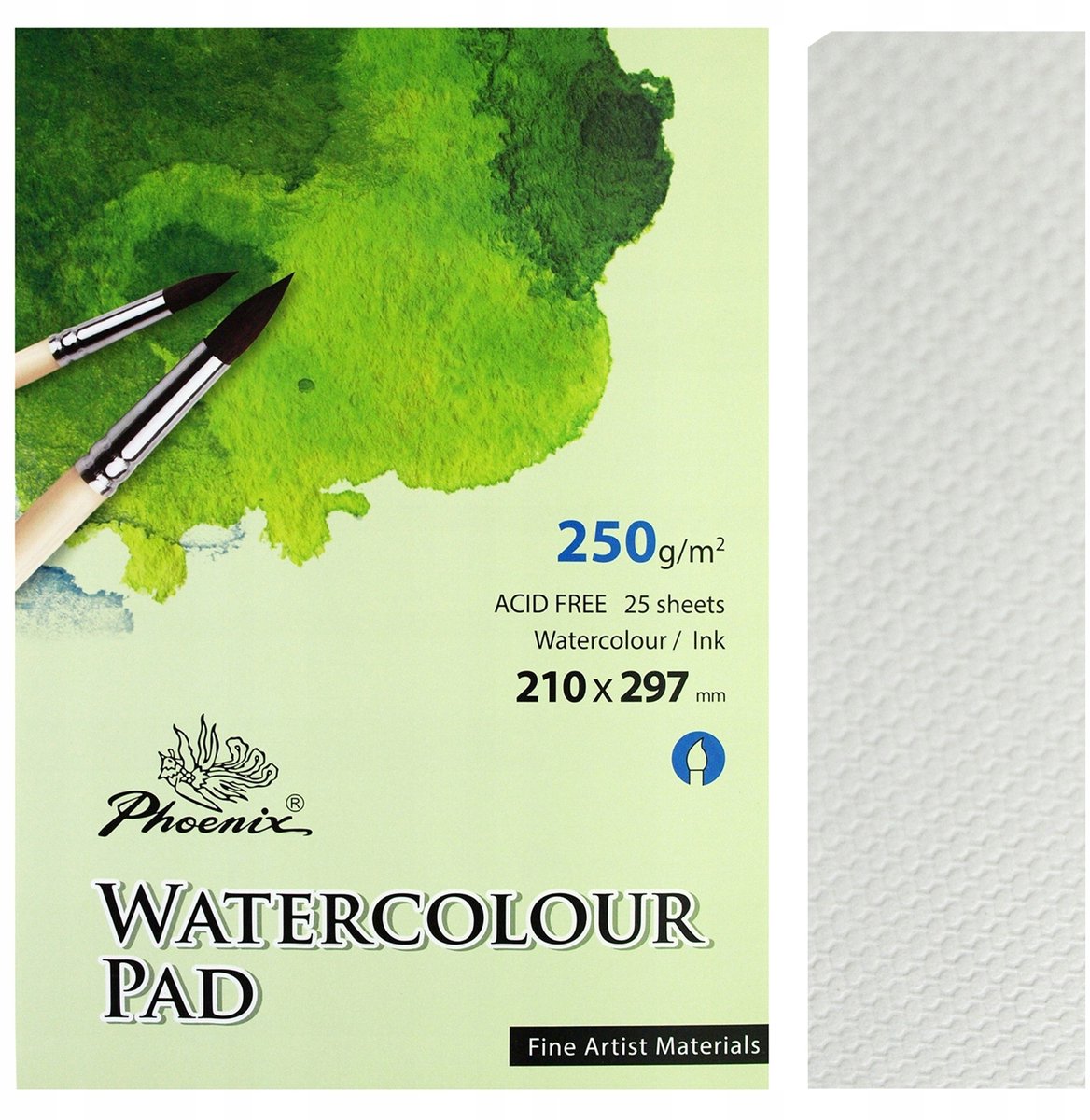Phoenix Aquarelblok A4, 25 afgesloten, 250g/m², wit