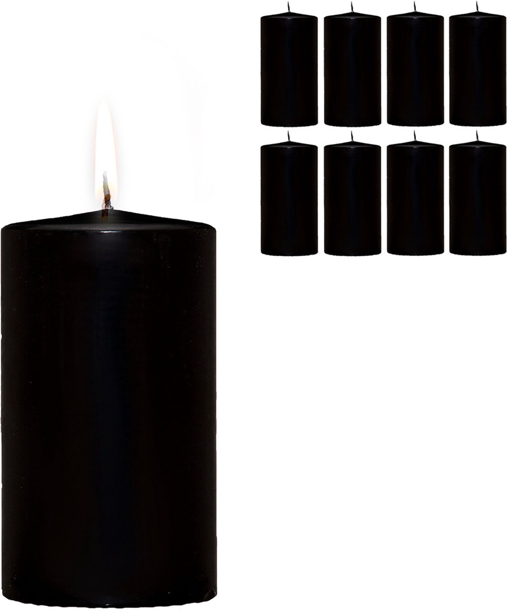 Candelo 8-delige set premium stompkaarsen Kerst Ambiente kaarsen – zwart – 5,8 cm x 12 cm – kaars kerstdecoratie – kerstkaarsen