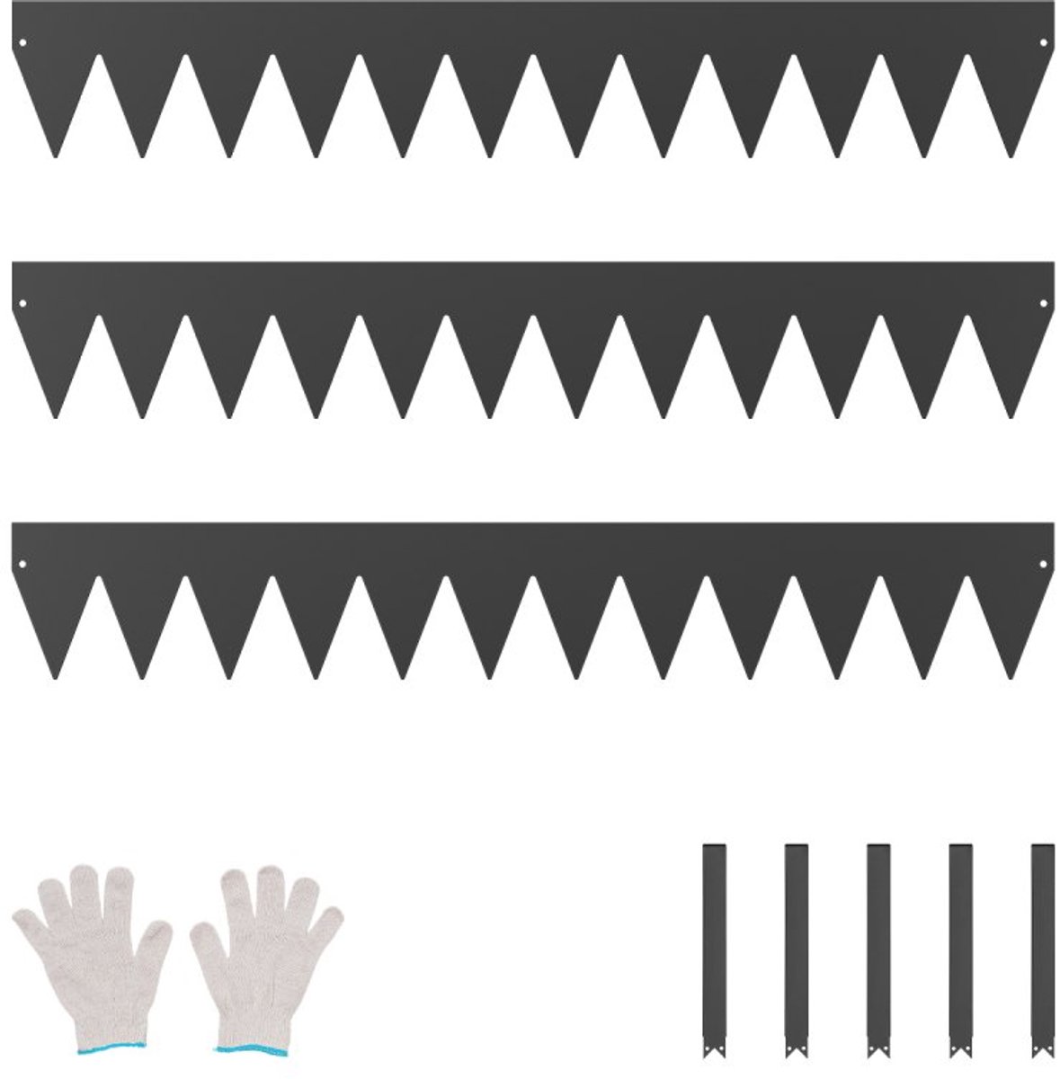 Gazonrand - Buigbare Tuinrand - 3 Stuks - 38 x 208 mm - Stevig - Eenvoudig Te Installeren - Scheiding Voor Bloemperken En Paden - Zwart