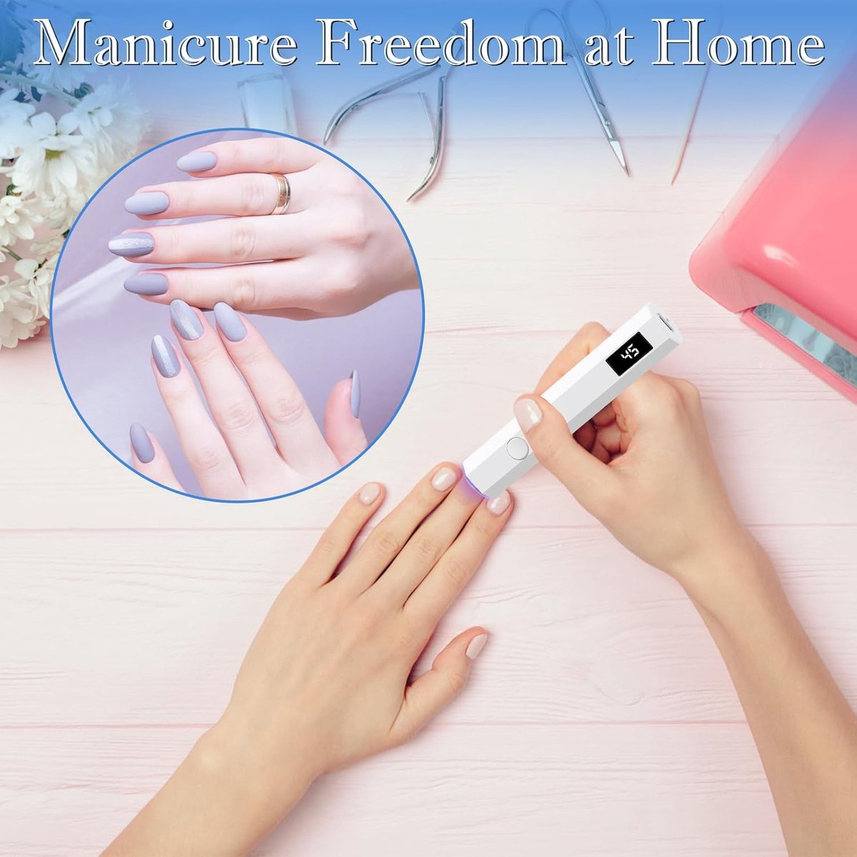 Mini Nagellamp - UV Lamp Gelnagels - LED Nagellamp - Draagbare Nagellamp - Nageldroger - LED Lamp Nagels - snel uithardende mini-nagellamp - nagellamp led uv - nagel lamp - voor salonnagelkunst DIY thuis - Wit — cadeau in Verzorging - foto 3