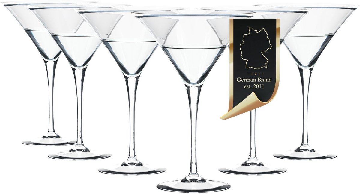 Intirilife 6x kristalhelder cocktailglas met 145 ml inhoud voor bars en feestjes