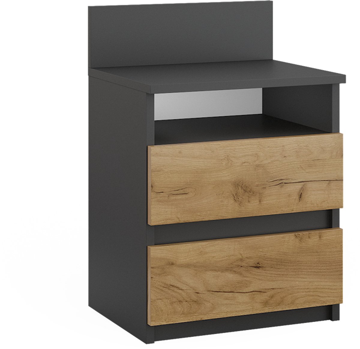 Vicco Monty Nachtkastje – 32.3 x 59.1 cm Antraciet/gouden eik Antraciet/Goudkleurig Eiken