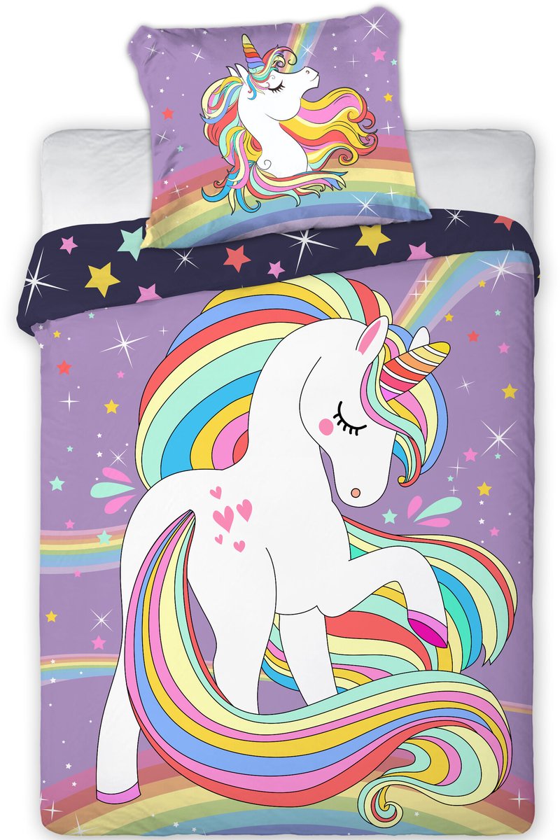 Cuddles BABY / Peuter dekbedovertrek, Unicorn - 100 x 135 cm / 40 x 60 cm - Katoen