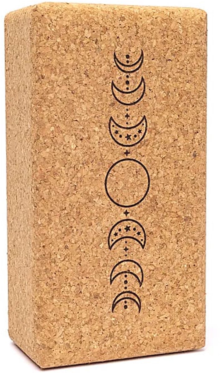 Yoga prop steunblok kurk Maanfasen - 23 cm x 12 cm x 7.5 cm — afbeelding 4