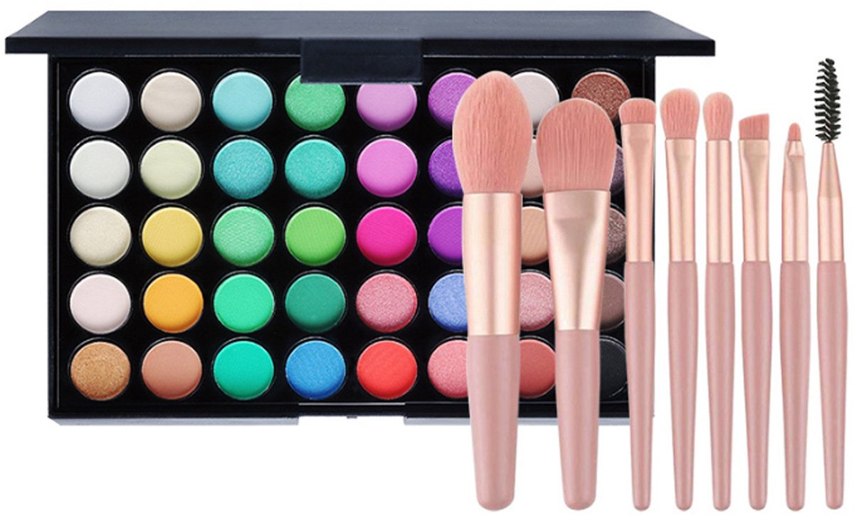 NAXSIR Make-up Set - Oogschaduw Palette 40 Kleuren - Inclusief 8 Professionele Make-up Penselen