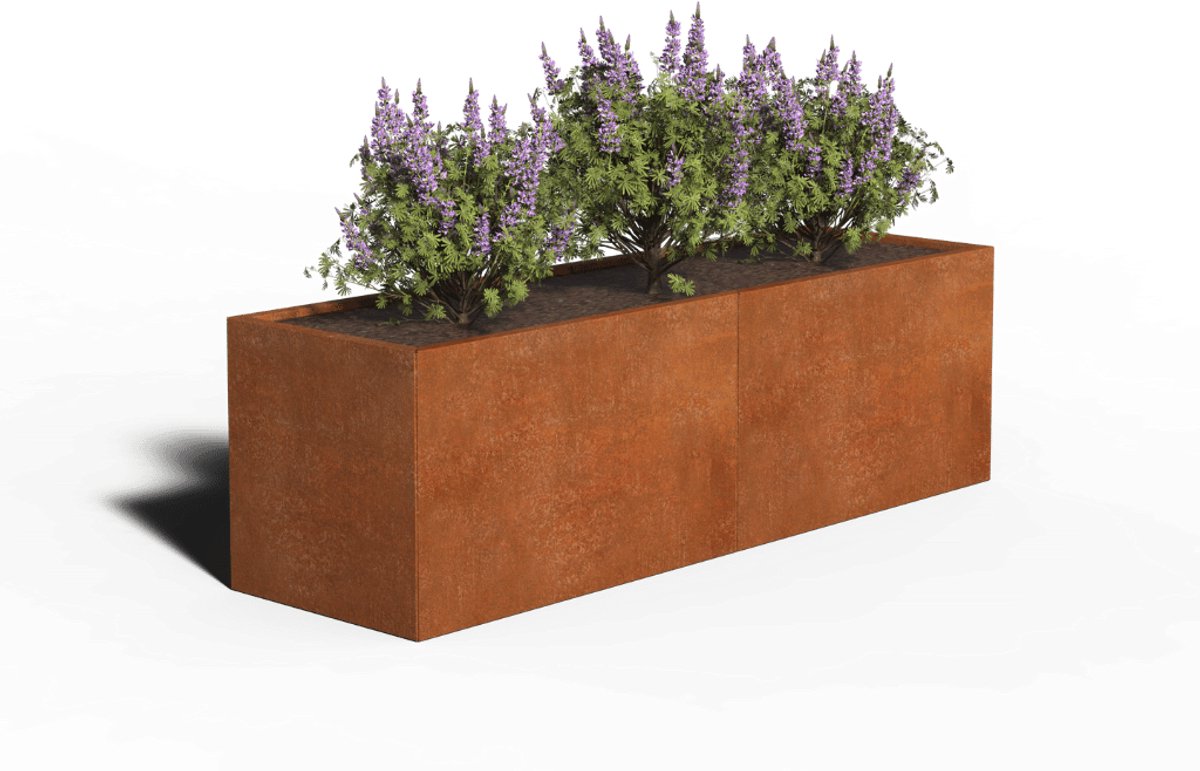 Cortenstaal Plantenbak Rechthoek | 200 x 60 x 80 | Zonder bodem