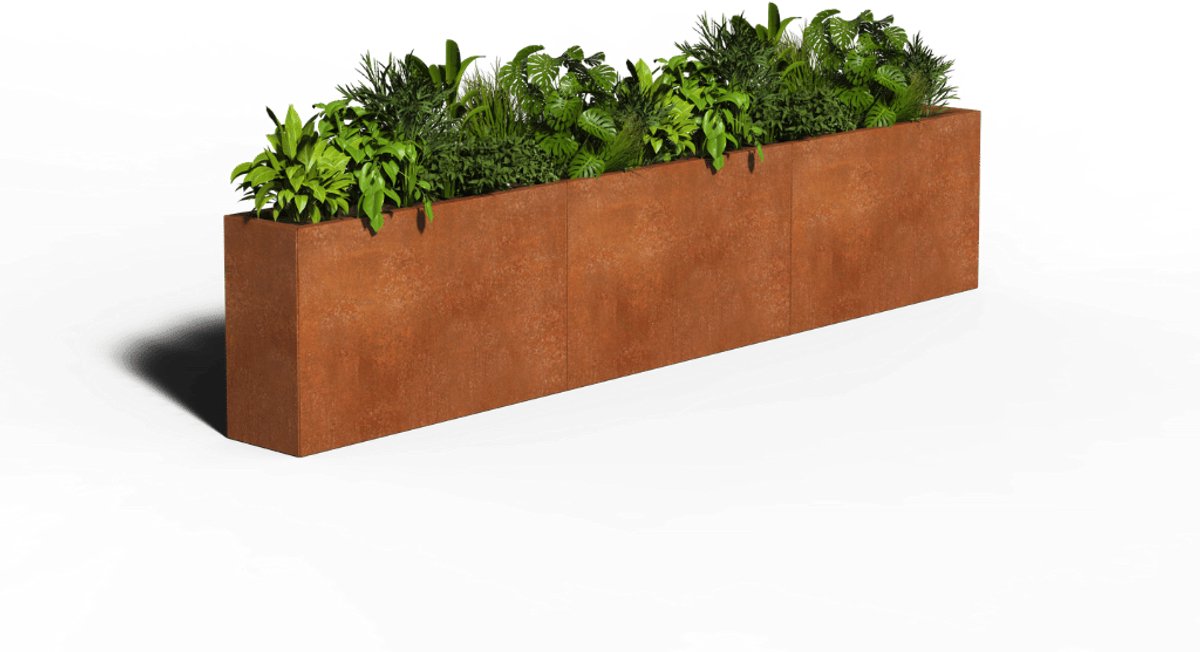 Cortenstaal Plantenbak Rechthoek | 300 x 30 x 30 | Zonder bodem