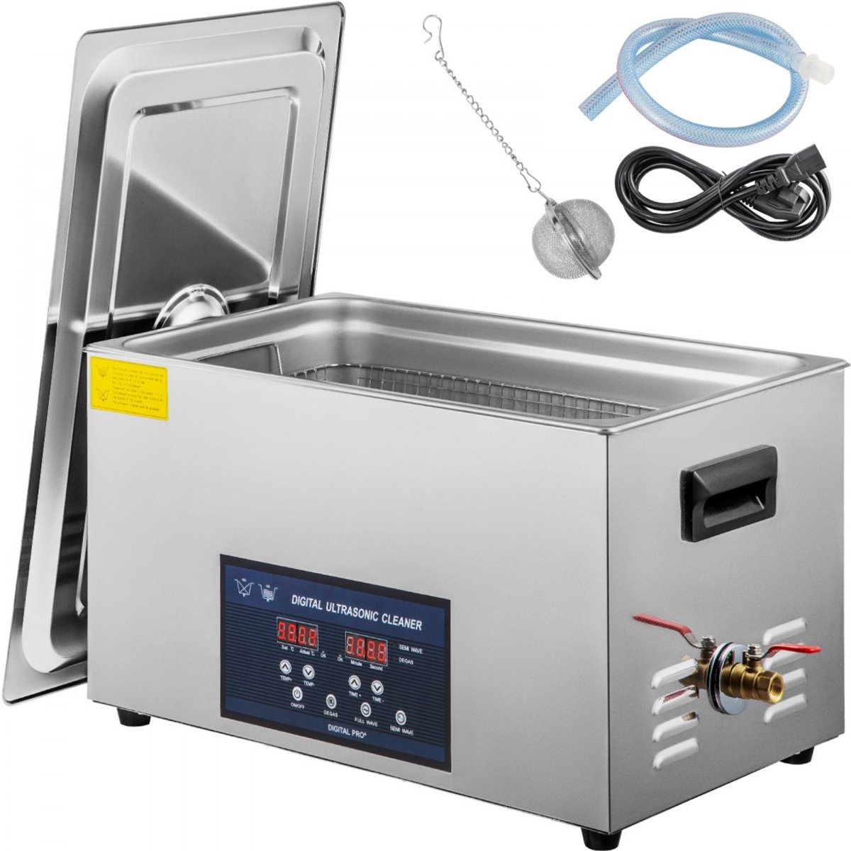 Ultrasoonreiniger - Ultrasoonbad 30 L - RVS - Spanning 230 V - Instelbaar Reinigingsvermogen 300/600 W - Geschikt voor tandheelkundige instrumenten en vaatwerk