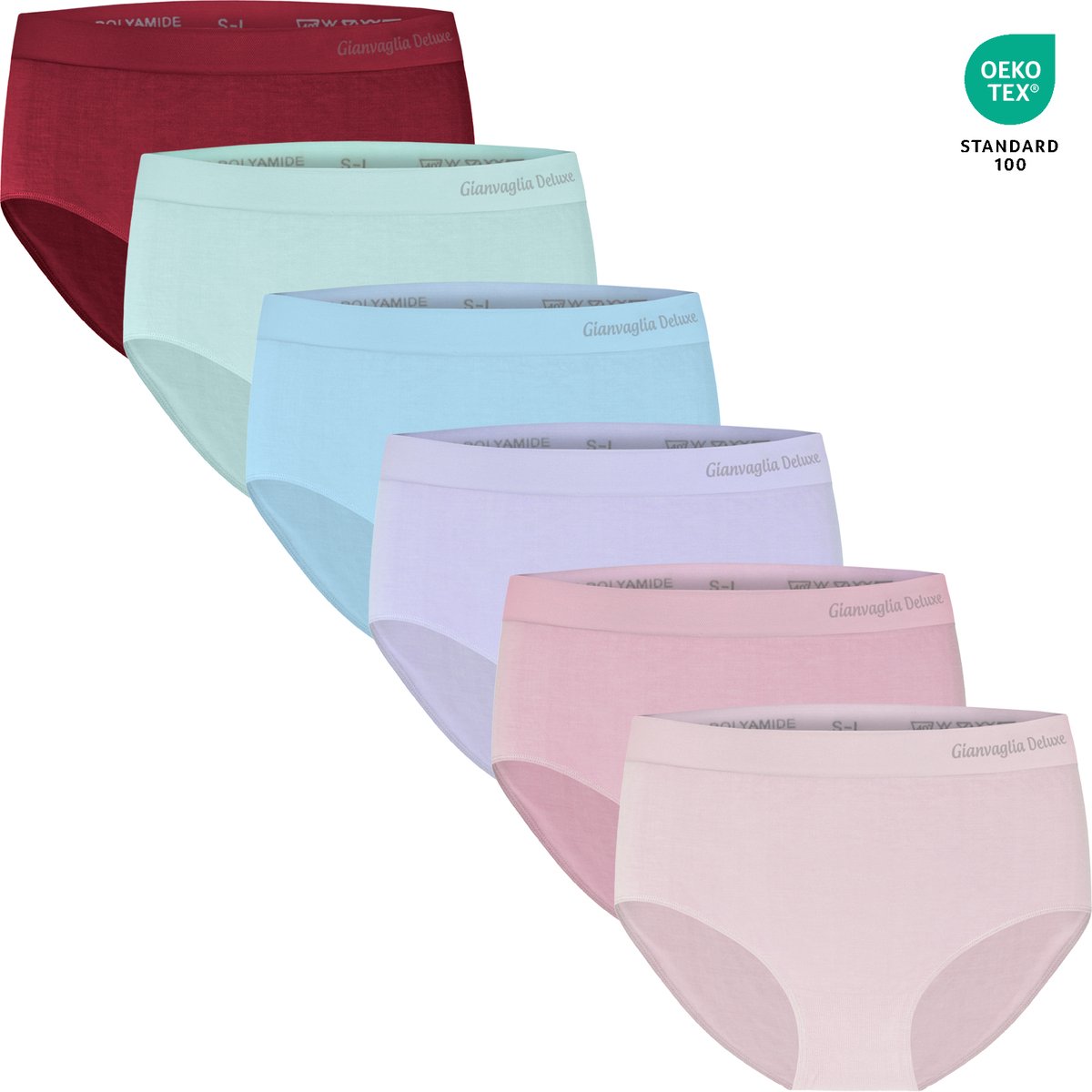 6-pack Naadloze Microfiber Slips voor Dames - Middelhoge Taille - Jeukvrij - Super Elastisch - Pastel - Naadloos Ondergoed - 3011-Mix S-L