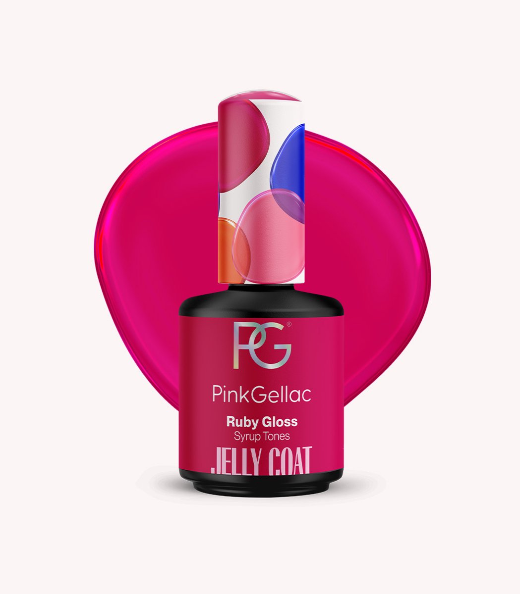 Pink Gellac Jelly Coat Gellak - Ruby Gloss 15ml - Rode Glitter Gel Nagellak - Modern Masquerade Collectie - Gel Nagels Producten