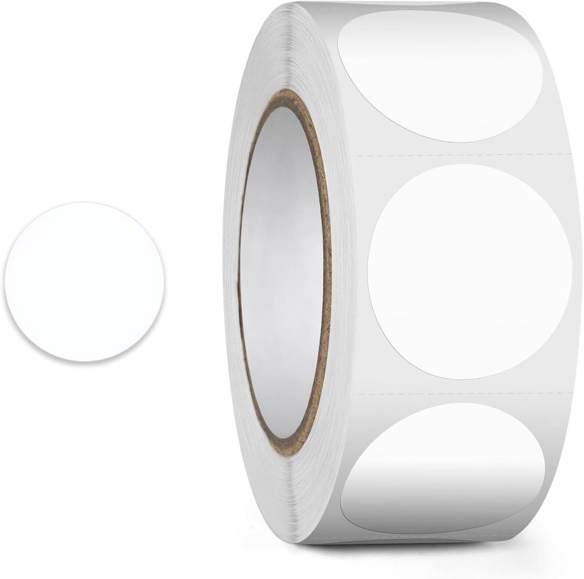 EGoods - Ronde stickers 25 mm 500 stuks zelfklevende rol kleurrijke stippen markeringspunten - wit