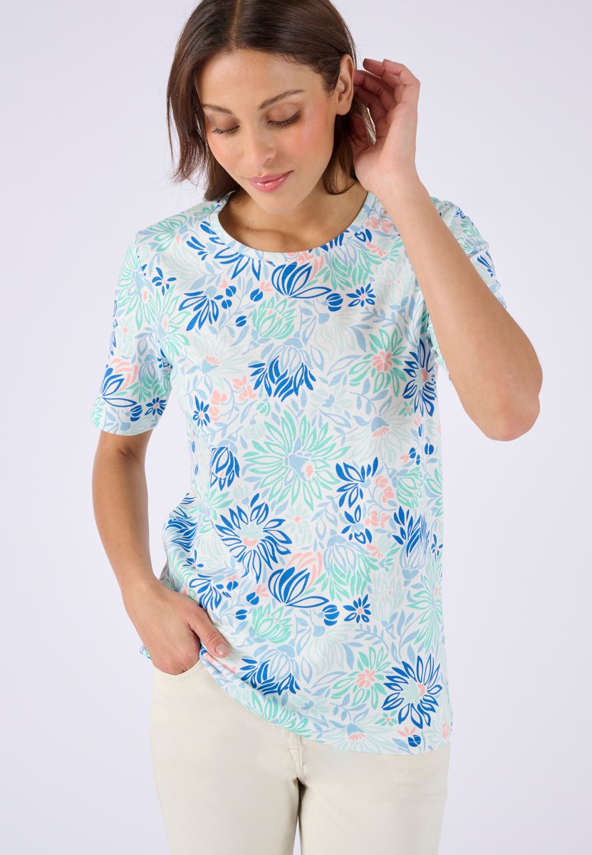 Damart - T-shirt met print van zuiver katoen - Dames - Blauw - M
