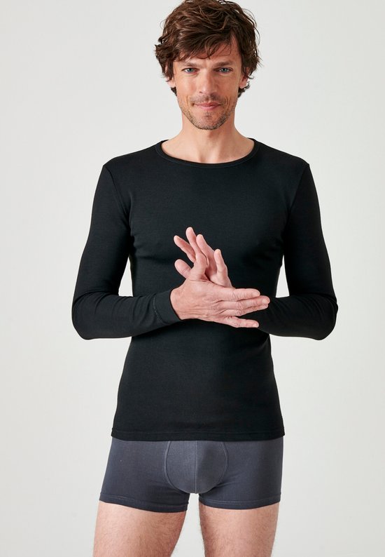 Damart - T-shirt Manches longues, col rond - Homme - Zwart - XL