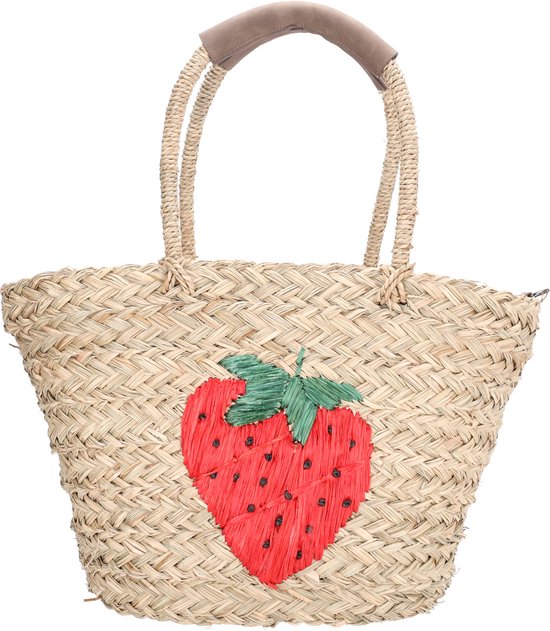 Zebra Trends Sola Rieten mand - Strandtas - Zomer - Dames - Shopper - Schoudertas - Citroen - Aardbei - Aardbei