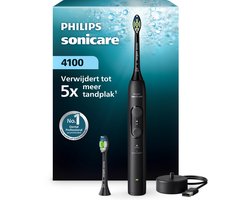Philips Sonicare 4100 Series – Elektrische Tandenborstel – Zwart – Wittere tanden – Met 2 opzetborstels – HX4042/52