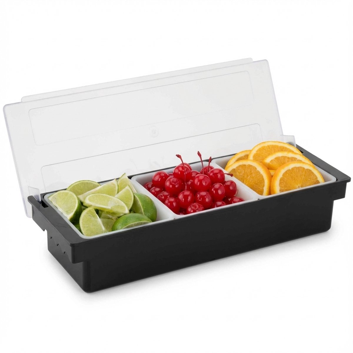 HCB® - Professionele Horeca Ingrediëntenhouder - Garneerunit met 3 bakken - Cocktail Ingrediëntenbak - Ingrediëntencontainer - 1 kg - 5859