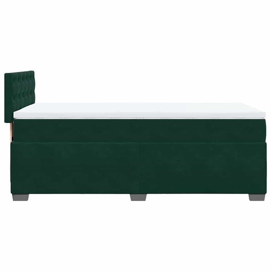 vidaXL - Sommier tapissier - avec - matelas - velours - vert foncé - 90x190 - cm