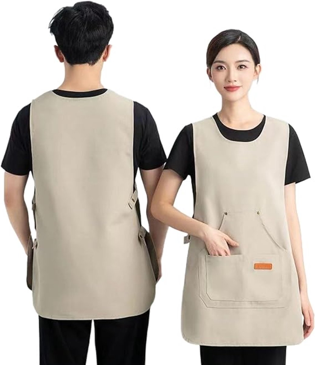 Schort - Vestmodel schort - Bak- en keukenwerkkleding - Waterdicht - Vlekbestendig - Unisex - Khaki
