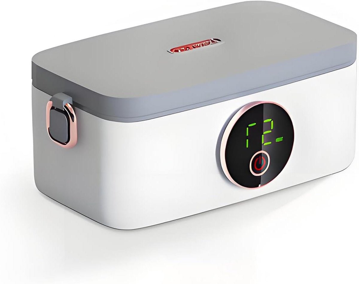 RVS Lunchbox - Voedselcontainer - Duurzaam - Grote capaciteit - Warmhoudfunctie - Draagbaar - Geschikt voor onderweg - Zilverkleurig - Elektrische Lunchbox Voedselverwarmer, 1L 16000mAh Oplaadbare Draadloze Verwarmde Lunchbox voor Kantoorreisauto