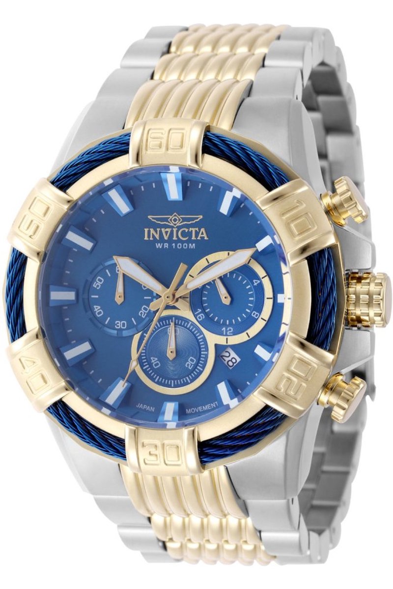 Invicta Bolt 49903 Heren Horloge - Waterdicht - Analoog - Quartz Uurwerk - Roestvrij Staal met blauwe Wijzerplaat - 51mm