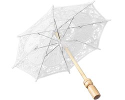 Parasol voor Strandbruiloft en Evenementen - Decoratieve Vintage Paraplu - Handgemaakt Craft Accessoire - Geschikt voor Bruiloften - Handmatig Openen en Sluiten - Fotografie Prop - Wit - 11.4 inch Formaat - Compatibel met Strandjurkjes.