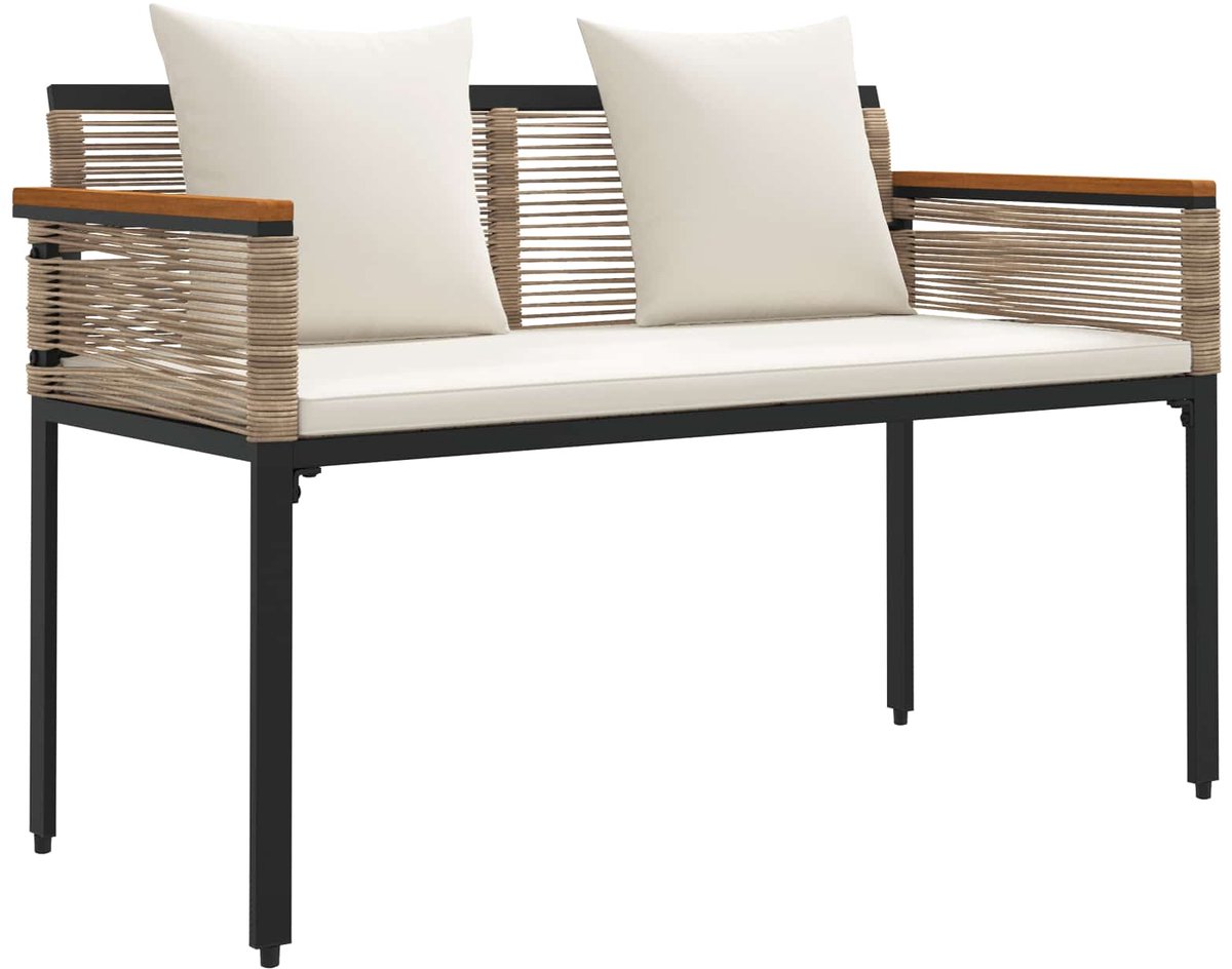 vidaXL - Tuinbank - Beige - en - Crème - Wit - 117 - x - 54 - x - 74.5 - cm - poly - rattan