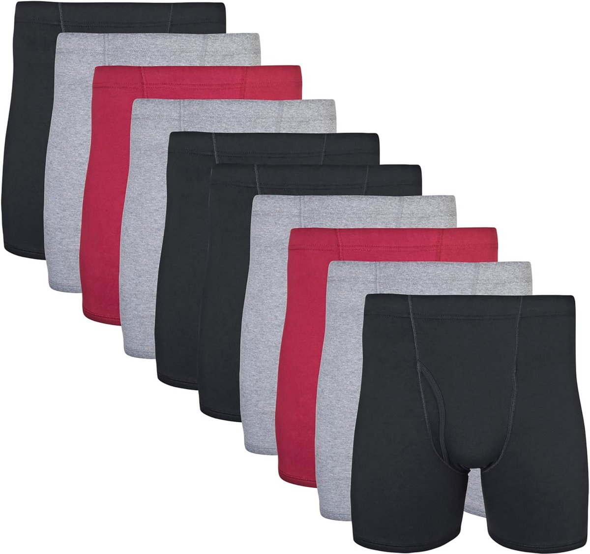 Heren Boxer Shorts Multi Pack - Zwart/Grey/Rood, Maat L