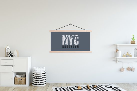 Porte-affiche avec affiche - Affiche scolaire - New York - Brooklyn - NYC - 120x60 cm - lattes vierges