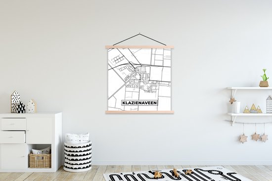 Porte-affiche avec affiche - Affiche scolaire - Carte - Klazienaveen - Zwart - Wit - 120x120 cm - lattes vierges
