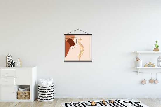 Porte-affiche avec affiche - Affiche scolaire - Été - Plante - Abstrait - 40x40 cm - Lattes noires