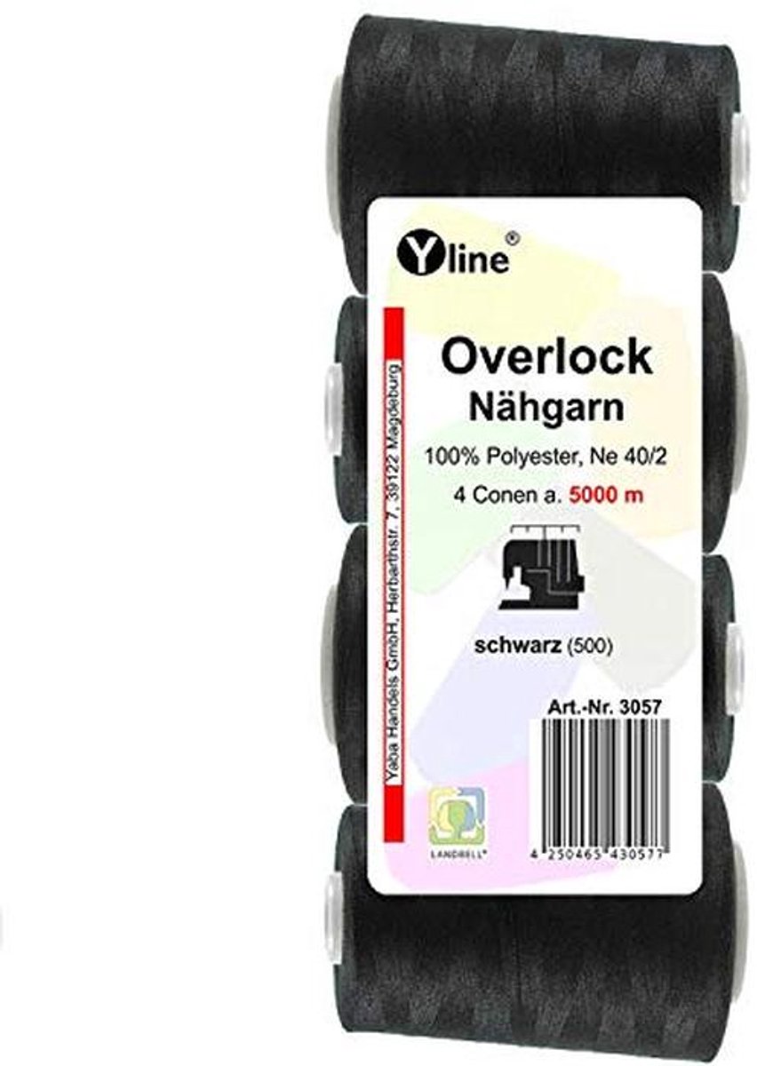 Overlock Naaigaren 5000m - 100% Polyester, Zwart, 4 Stuks