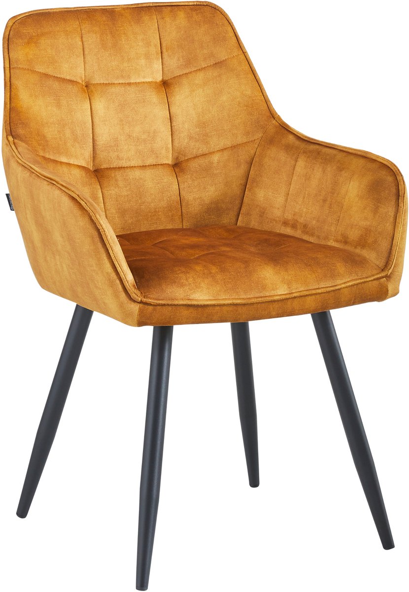 Colenis Oriana Eetkamerstoelen - Set Van 2 - Honey - Adoré Velvet - Industrieel - Met armleuning - Stoel