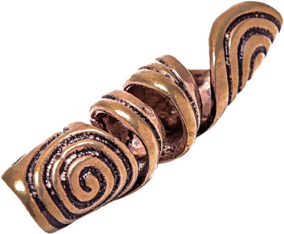 Grote Haar en Baard Kraal met Zwart Spiraalmotief - Brons Stijl - Sieraden voor Haar en Baard