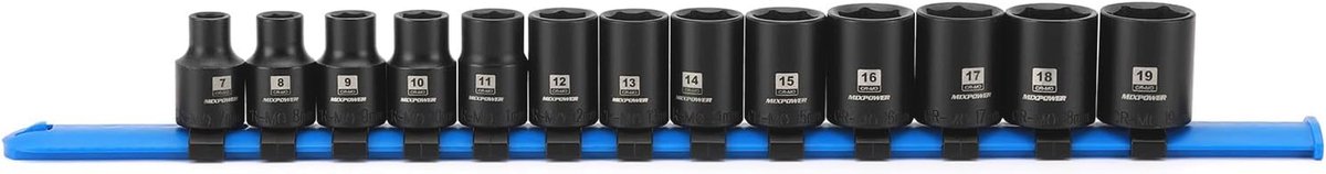 Ondiepe Magnetische Slagdopset 3/8" Drive - 13-delig, Metrisch (7-19mm)