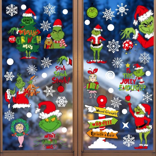 4PCS Raamstickers Kerst Kerstman Sneeuwpop - PVC Raamstickers Kerst Zelfklevend - Kerst Raamstickers Decoratie - Kerst Raamdecoratie (Veelkleurig, 20x30cm