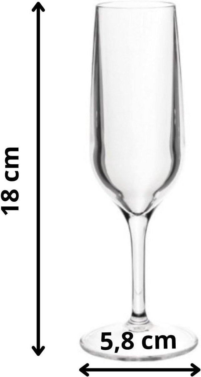 Set van 6 Onbreekbare Champagneglazen 17 cl - Duurzaam en Herbruikbaar