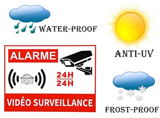 Video Surveillance Sticker Teken voor Thuis - Business Camera Alarmsysteem Stickers (10 Stuks) — afbeelding 5
